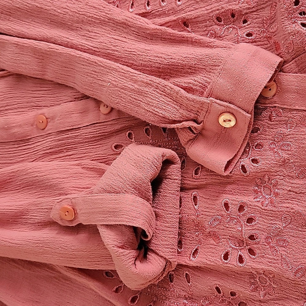 Soft Surroundings Peach Color Button Down Blouse … - image 5